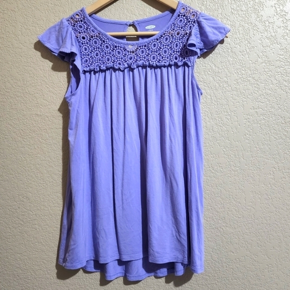 Old Navy Other - Old Navy flowy loose fit lilac purple top with lace detail Size L (10-12)